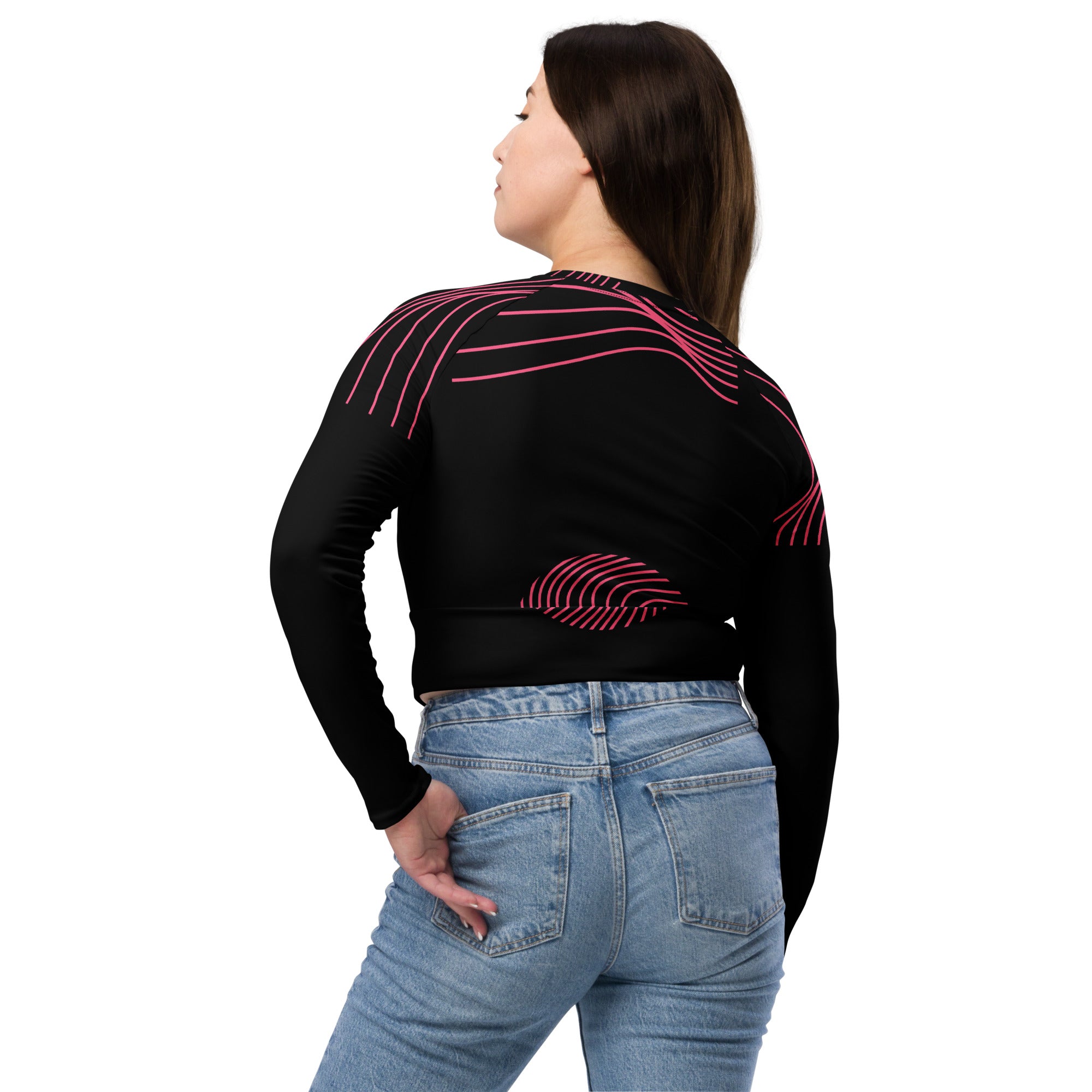 Activewear long-sleeve crop top. Yoga or Gym or Dance crop top. Streetwear top. RippleFX by WickedYo.